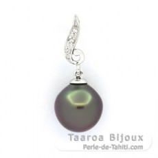 Ciondolo in Argento e 1 Perla di Tahiti Semi-Barocca B 10 mm