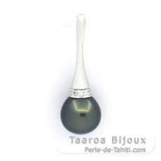Ciondolo in Argento e 1 Perla di Tahiti Semi-Barocca B/C 10.3 mm