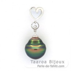 Ciondolo in Argento e 1 Perla de Tahiti Cerchiate C 11.1 mm