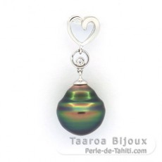 Ciondolo in Argento e 1 Perla de Tahiti Cerchiata C 11.1 mm