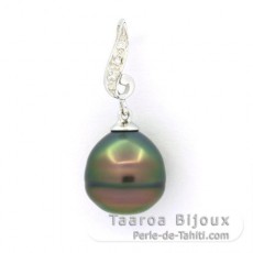 Ciondolo in Argento e 1 Perla de Tahiti Cerchiata B 10.5 mm