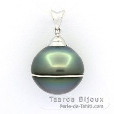 Ciondolo in Argento e 1 Perla de Tahiti Cerchiate B 15.3 mm