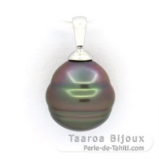 Ciondolo in Argento e 1 Perla de Tahiti Cerchiate B 10.6 mm