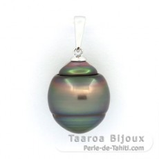 Ciondolo in Argento e 1 Perla de Tahiti Cerchiate C 12.8 mm