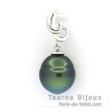 Ciondolo in Argento e 1 Perla de Tahiti Cerchiata B 10.2 mm