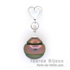 Ciondolo in Argento e 1 Perla de Tahiti Cerchiata B 11 mm