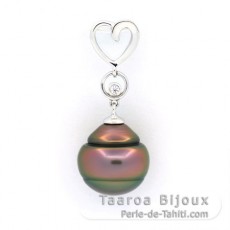 Ciondolo in Argento e 1 Perla de Tahiti Cerchiate B 11 mm