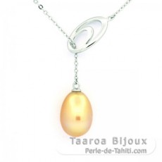 Collana in Argento e 1 Perla de Australia Semi-Barocca B 9.7 mm