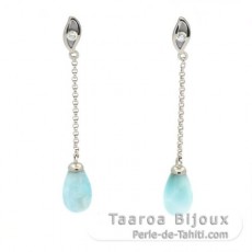 Orecchini in Argento e 2 Larimar - 10 x 6 mm - 1.1 gr