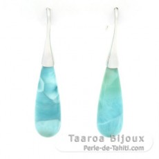 Orecchini in Argento e 2 Larimar - 30 x 10 mm - 4.6 gr