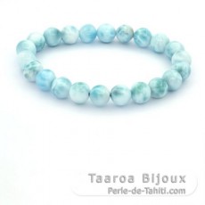 Braccialetto di 22 perle di Larimar - 8 a 8.4 mm - 15 cm - 18 gr