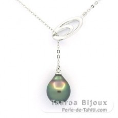 Collana in Argento e 1 Perla di Tahiti Semi-Barocca B 9.9 mm