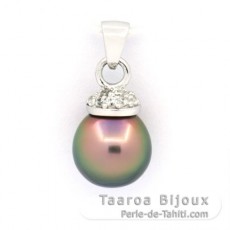 Ciondolo in Argento e 1 Perla di Tahiti Semi-Barocca B 10.1 mm