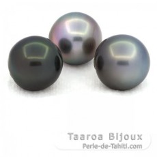 Lotto di 3 Perle di Tahiti Semi-Barocche C di 12.4 a 12.6 mm