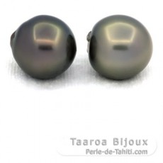 Lotto di 2 Perle di Tahiti Semi-Barroca C 13.5 e 13.8 mm