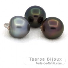 Lotto di 3 Perle di Tahiti Semi-Barroca D di 12.7 a 12.9 mm