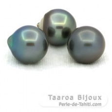 Lotto di 3 Perle di Tahiti Semi-Barocche C di 11.7 a 11.9 mm