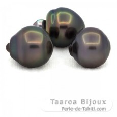 Lotto di 3 Perle di Tahiti Cerchiate B di 12 a 12.3 mm