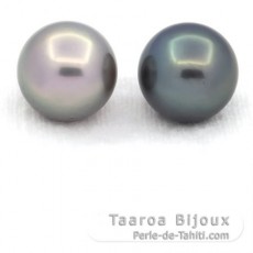 Lotto di 2 Perle di Tahiti Rotonda C/D 13.5 mm