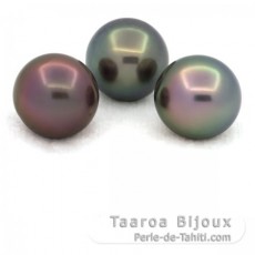 Lotto di 3 Perle di Tahiti Semi-Rotonde C di 12.5 a 12.7 mm