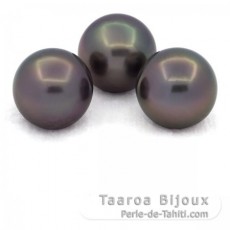 Lotto di 3 Perle di Tahiti Semi-Rotonde C di 12.6 a 12.8 mm