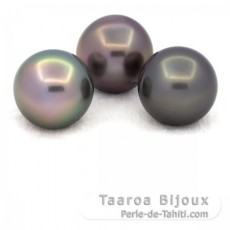 Lotto di 3 Perle di Tahiti Semi-Rotonde C di 12.7 a 12.8 mm