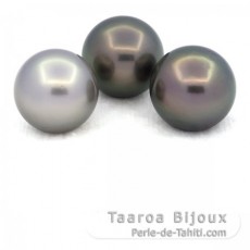 Lotto di 3 Perle di Tahiti Rotonde C di 12.5 a 12.8 mm