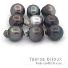 Lotto di 9 Perle di Tahiti Semi-Barocche C/D di 12 a 12.4 mm