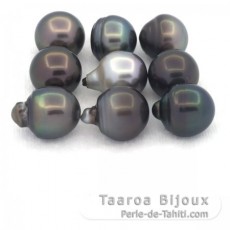 Lotto di 9 Perle di Tahiti Semi-Barocche C/D di 12 a 12.4 mm