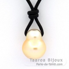Collana in Cuoio e 1 Perla de Australia Semi-Barocca C 12.1 mm
