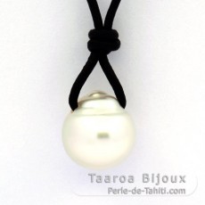 Collana in Cuoio e 1 Perla de Australia Cerchiate B 11.4 mm