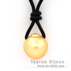 Collana in Cuoio e 1 Perla de Australia Semi-Barocca C 11.8 mm