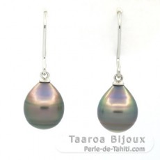 Orecchini in Argento e 2 Perle di Tahiti Cerchiate B/C 10 mm