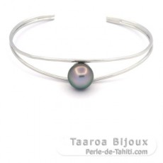 Braccialetto in Argento e 1 Perla di Tahiti Semi-Barroca C 9.6 mm