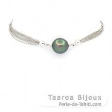 Braccialetto in Argento e 1 Perla di Tahiti Semi-Barroca A 9.2 mm
