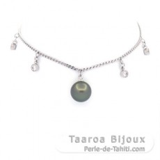 Braccialetto in Argento e 1 Perla di Tahiti Rotonda B 8.8 mm