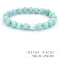 Braccialetto di 21 perle di Larimar - 8.5 a 8.8 mm - 16 cm - 19.5 gr