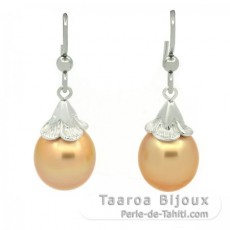 Orecchini in Argento e 2 Perle di Australia Semi-Barroca C 11.3 mm