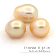 Lotto di 3 Perle di Australia Semi-Barroca B/C di 11 a 11.1 mm