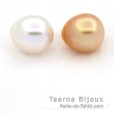 Lotto di 2 Perle di Australia Semi-Barroca C 11.5 e 11.6 mm