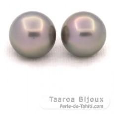 Lotto di 2 Perle di Tahiti Rotonda C 12 mm