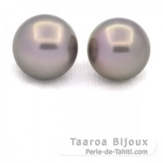 Lotto di 2 Perle di Tahiti Rotonda C 12 mm