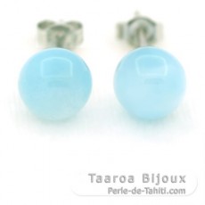 Orecchini in Argento e 2 Larimar - 8.7 mm - 1.9 gr