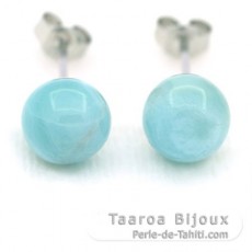 Orecchini in Argento e 2 Larimar - 8.6 mm - 1.9 gr