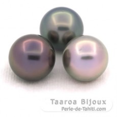 Lotto di 3 Perle di Tahiti Rotonda C di 12 mm
