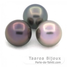Lotto di 3 Perle di Tahiti Rotonda C di 12 mm