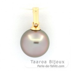 Ciondolo in Oro 18K e 1 Perla de Tahiti Rotonda B 9.4 mm