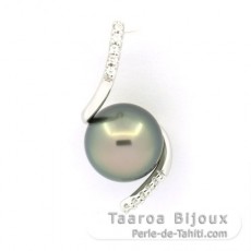 Ciondolo in Argento e 1 Perla de Tahiti Rotonda C 9 mm