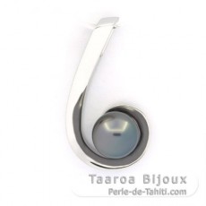 Ciondolo in Argento e 1 Perla de Tahiti Rotonda C 8.5 mm