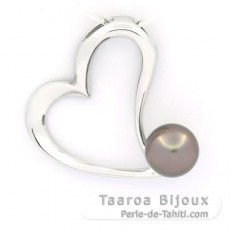 Ciondolo in Argento e 1 Perla di Tahiti Semi-Baroccha B 8.7 mm